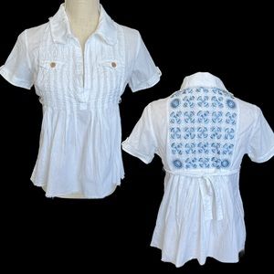 NWT FREE PEOPLE Vintage Boho Embroidered Shirt 6
